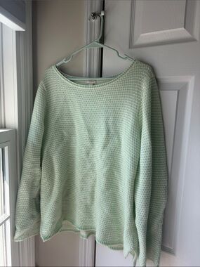 J Crew Light Green Waffle Knit Women's Sweater